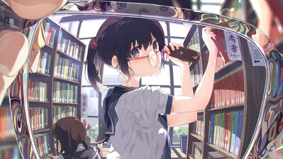 دانلود والپیپر دختر مدرسه‌ای عینکی Anime School Girl Glasses Library