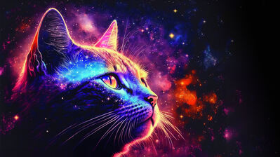 دانلود والپیپر هنر گربه و پس‌زمینه رنگی Cat Colorful Background Art