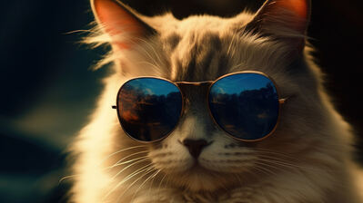 دانلود والپیپر گربه عینکی Cat Sunglasses Digital Art
