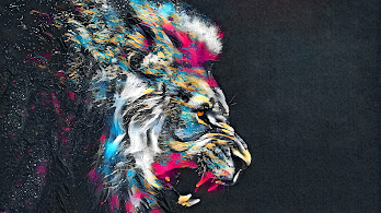 دانلود والپیپر انتزاعی شیر غرش‌کننده Lion Roar Animal Abstract Colorful