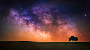 دانلود والپیپر افق آسمان پرستاره شب Starry Sky Night Scenery Horizon