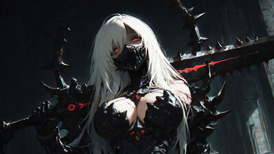 دانلود والپیپر دختر فانتزی نقاب و شمشیر Anime Fantasy Girl Mask Sword