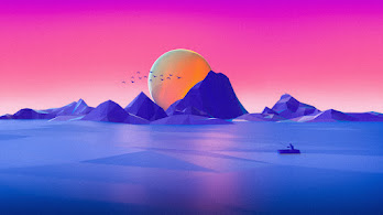 دانلود والپیپر نئون منظره انتزاعی Neon Scenery