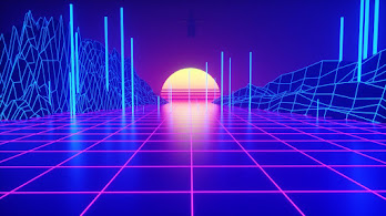 دانلود والپیپر رتروویو غروب انتزاعی Retrowave Neon Sunset Abstract