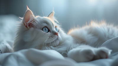 دانلود والپیپر گربه سفید چشم آبی White Cat Blue Eyes