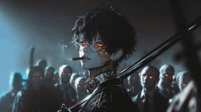 دانلود والپیپر پسر انیمه یاکوزا عینکی Anime Boy Yakuza Smoking