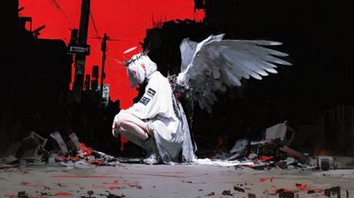 دانلود والپیپر فرشته بال سفید Anime Girl Angel Wings