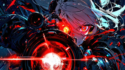 دانلود والپیپر دختر انیمه سایبرپانک با توپ Anime Girl Cyberpunk Cannon