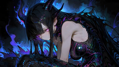 دانلود والپیپر دختر انیمه با شاخ Anime Girl Horn