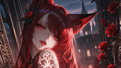 دانلود والپیپر دختر انیمه گوش روباهی فانتزی Anime Girl Fox Ear Beautiful Fantasy