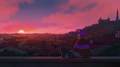 دانلود والپیپر پسر لوفی گربه غروب Lofi Boy Cat Sunset