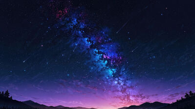 دانلود والپیپر انیمه منظره شب پرستاره Night Starry Sky Anime Scenery