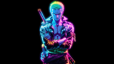 دانلود والپیپر نئونی رورونوا زورو از وان پیس Roronoa Zoro One Piece Neon
