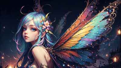 دانلود والپیپر دختر انیمه زیبا بال پروانه‌ای Anime Girl Beautiful Butterfly Wings