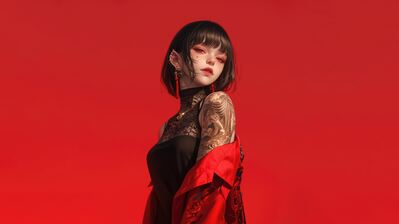دانلود والپیپر دختر انیمه با خالکوبی زیبا Anime Girl Beautiful Tattoo