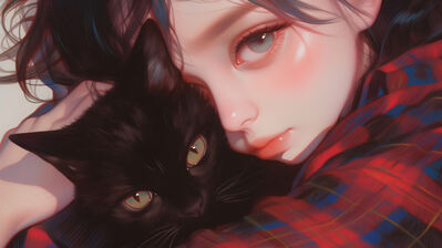 دانلود والپیپر دختر انیمه گربه سیاه Anime Girl Black Cat