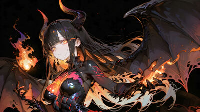 دانلود والپیپر دختر انیمه بال اژدها شاخ Anime Girl Dragon Wings Horn