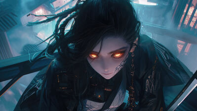 دانلود والپیپر دختر انیمه چشم درخشان فانتزی Anime Girl Glowing Eyes Fantasy Art