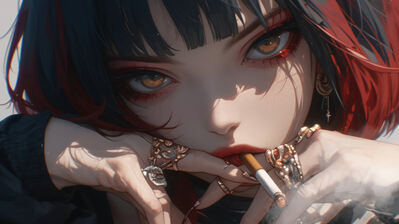 دانلود والپیپر دختر انیمه سیگاری Anime Girl Smoking