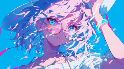 دانلود والپیپر عینک دختر انیمه Anime Girl Sunglasses