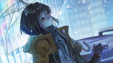 دانلود والپیپر دختر انیمه با چتر Anime Girl Umbrella