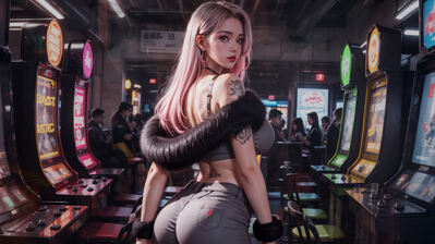 دانلود والپیپر دختر انیمه آرکید کازینو Beautiful Anime Girl Arcade Casino