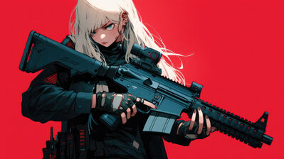 دانلود والپیپر دختر سایبرپانک با اسلحه Cyberpunk Anime Girl Rifle