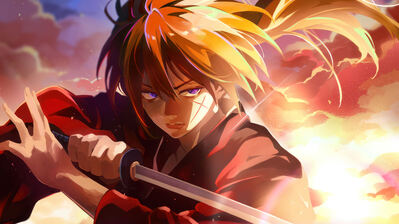 دانلود والپیپر کاتانای کنشین Himura Kenshin Katana Rurouni Kenshin | کنشین رو گذاشتی که با شمشیر بی‌تیغ بقیه رو بزنی؛ یعنی خشمت رو سانسور کردی ولی نابودش نه.