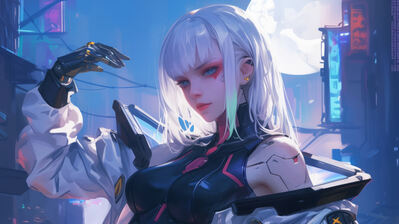 دانلود والپیپر لوسی سایبرپانک دختر انیمه Lucy Cyberpunk Anime Girl