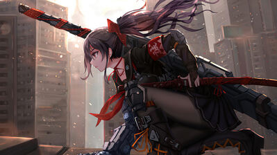 دانلود والپیپر سامورایی دختر انیمه کاتانا بازوی سایبری Samurai Anime Girl Katana Cyber Arm