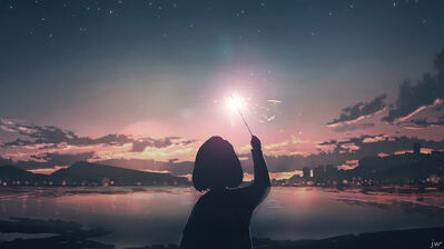 دانلود والپیپر سیلوئت دختر و غروب Anime Girl Silhouette Sunset