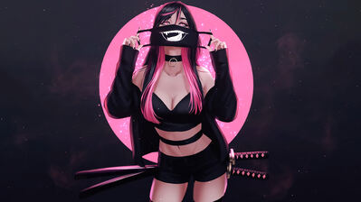 دانلود والپیپر دختر انیمه با نقاب و کاتانا Anime Girl with Mask and Katana