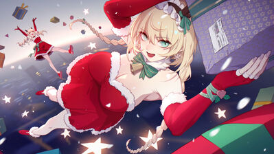 دانلود والپیپر دختر سانتا کریسمس Anime Santa Girls Christmas Gifts