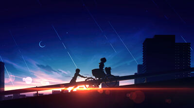 دانلود والپیپر طلوع زیبای انیمه سیلوئت منظره Beautiful Sunrise Anime Scenery Silhouette