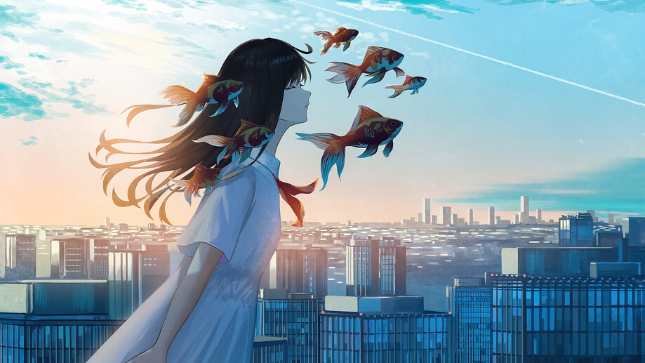 دانلود والپیپر دختر انیمه شهر Anime Girl City