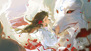 دانلود والپیپر دختر انیمه گرگ فانتزی Anime Girl Wolf Fantasy Art