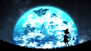 دانلود والپیپر سیلوئت و ماه کامل Full Moon Night Sky Anime Silhouette