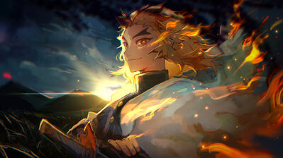 دانلود والپیپر کیوجورو رنگوکو دیمن اسلیر Kyojuro Rengoku Demon Slayer