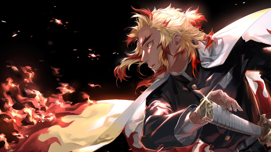 دانلود والپیپر کیوجورو رنگوکو هاشیرا دیمن اسلیر Kyojuro Rengoku Demon Slayer | رنگوکو رو گذاشتی چون شعله‌اش بهت انرژی میده؛ ولی تو با یه روز ابری کل انگیزه‌ات رو از دست میدی.