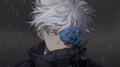 دانلود والپیپر ساتورو گوجو و گل جوجوتسو کایسن Satoru Gojo Flower Jujutsu Kaisen Anime
