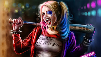 دانلود پوستر هارلی کویین با چشمک و بت DC Suicide Squad