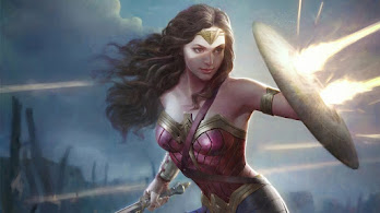 دانلود پوستر واندر وومن با سپر Wonder Woman Shield DC Art Superhero