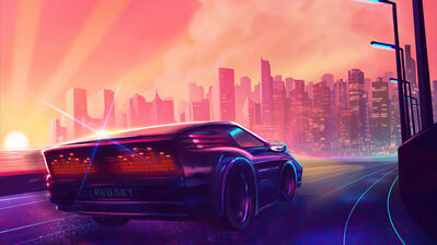 دانلود والپیپر دیجیتال آرت ماشین شهر Car City Digital Art