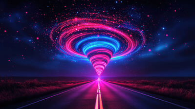 دانلود والپیپر خیابان رنگی طوفان ذرات Coloful Tornado Particle Street