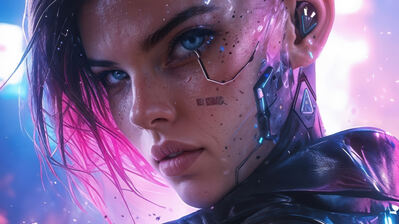 دانلود والپیپر دختر سایبرپانک سای-فای Cyberpunk Girl Sci-Fi Digital Art