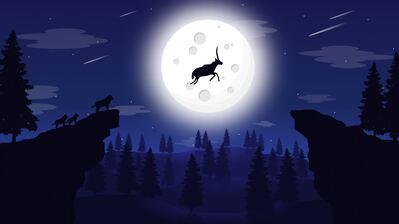 دانلود والپیپر مینیمال ماه کامل گوزن و گرگ Full Moon Deer Wolf Minimalist