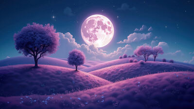 دانلود والپیپر منظره ماه بنفش Full Moon Purple Landscape