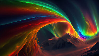 دانلود والپیپر منظره رنگین‌کمان کوه Rainbow Colorful Mountain Scenery