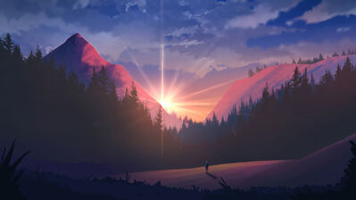 دانلود والپیپر طلوع کوه جنگل Sunrise Mountain Forest