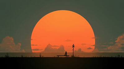 دانلود والپیپر مینیمال غروب آفتاب Sunset Scenery Minimalist
